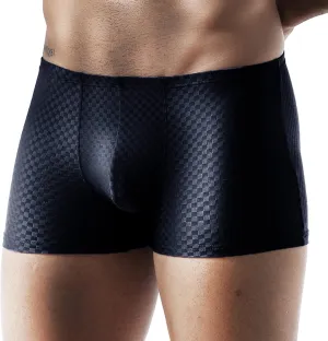 Mens Smooth Lightweight Shorts Leather Sexy Boxer Briefs Naughty Quick Dry Underwears