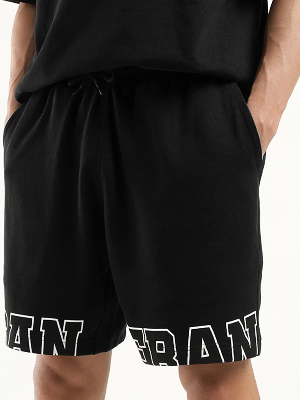 Men's Solid Black Co-ord Set