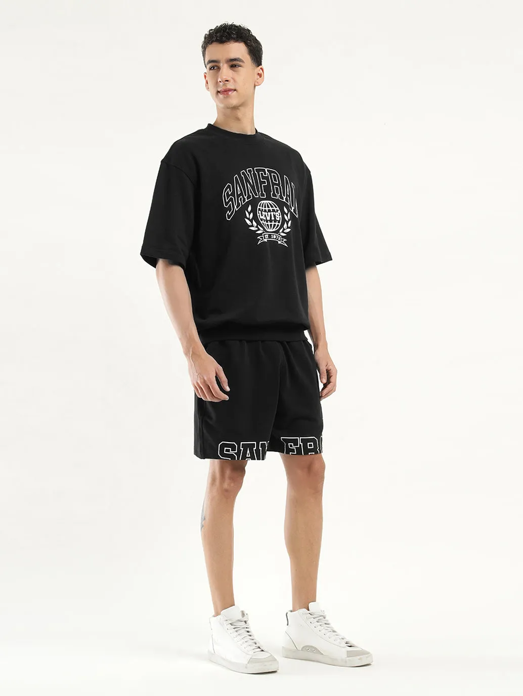 Men's Solid Black Co-ord Set