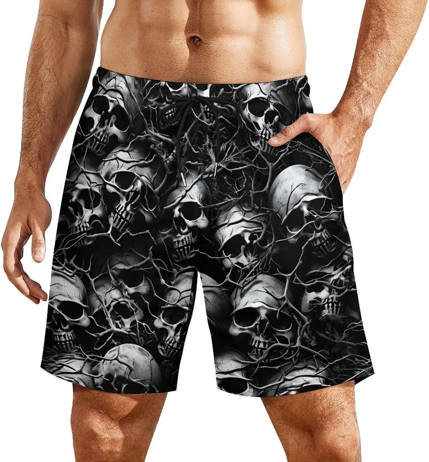 Mens Swim Trunks with Compression Liner 9 Inch Inseam Quick Dry Board Shorts