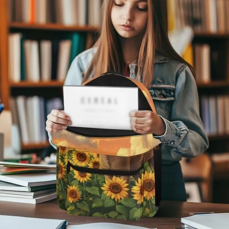 Middle School Backpack Sunflower Animal Bookbag for Girls College Travel Laptop Backpacks Multi-Functional Casual Daypack Teens Tween Everyday Bags