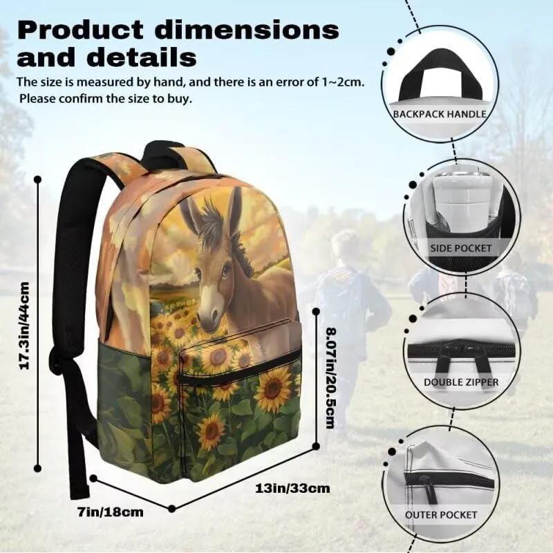 Middle School Backpack Sunflower Animal Bookbag for Girls College Travel Laptop Backpacks Multi-Functional Casual Daypack Teens Tween Everyday Bags