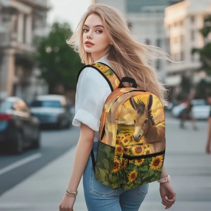 Middle School Backpack Sunflower Animal Bookbag for Girls College Travel Laptop Backpacks Multi-Functional Casual Daypack Teens Tween Everyday Bags