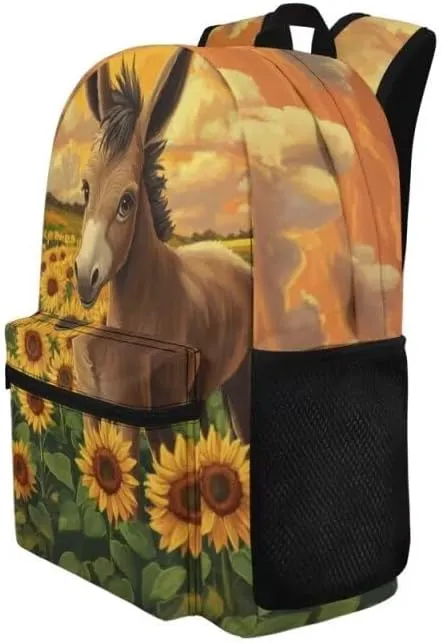 Middle School Backpack Sunflower Animal Bookbag for Girls College Travel Laptop Backpacks Multi-Functional Casual Daypack Teens Tween Everyday Bags