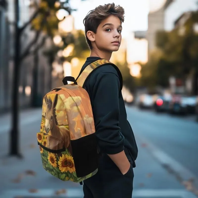 Middle School Backpack Sunflower Animal Bookbag for Girls College Travel Laptop Backpacks Multi-Functional Casual Daypack Teens Tween Everyday Bags
