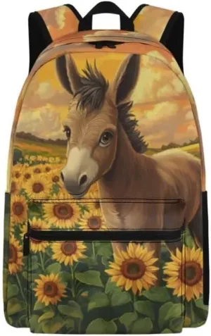 Middle School Backpack Sunflower Animal Bookbag for Girls College Travel Laptop Backpacks Multi-Functional Casual Daypack Teens Tween Everyday Bags