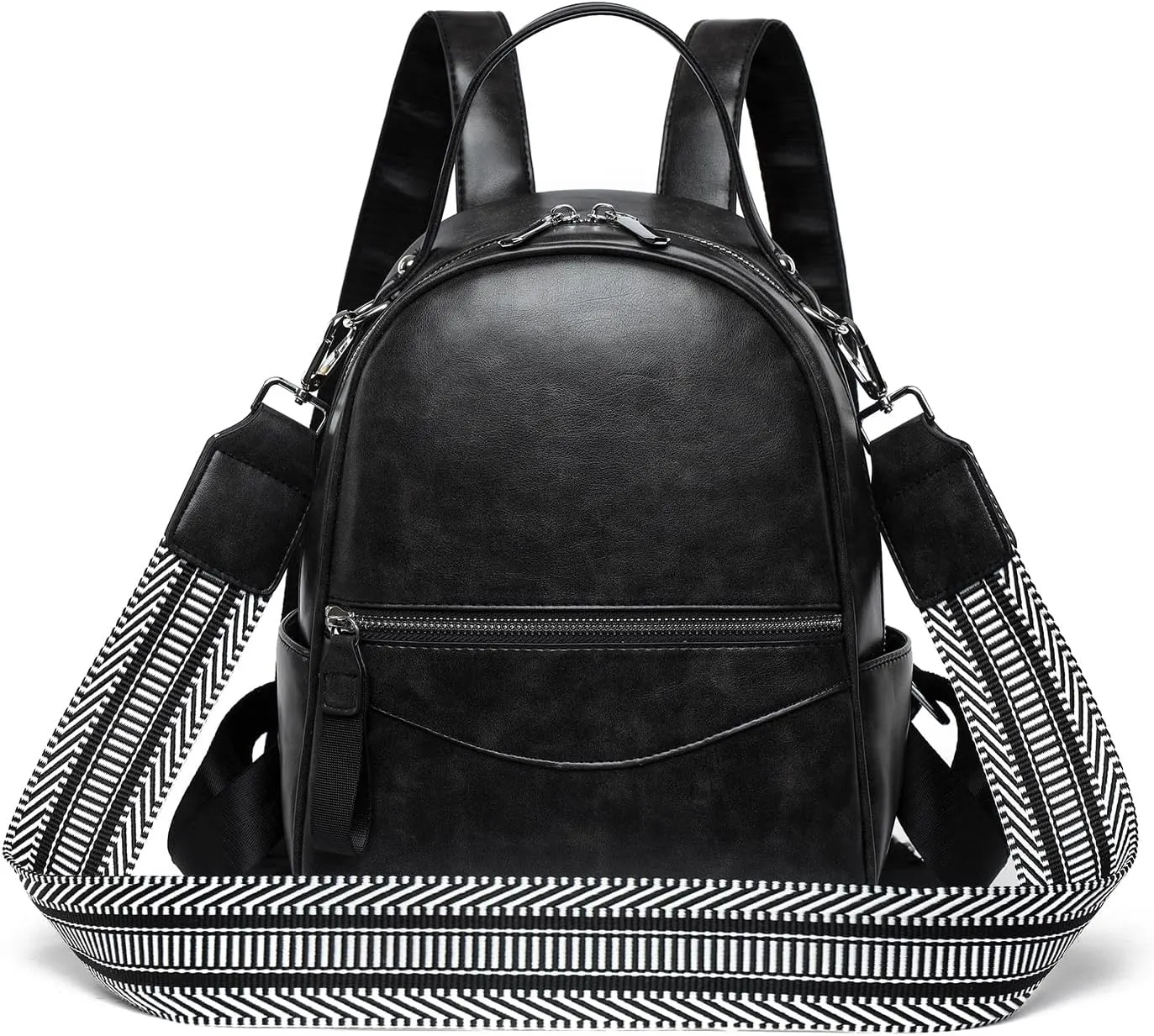 Mini Backpack for Women Leather Small Backpacks Purse, Ladies Designer Daypack, Shoulder Backpack Convertible Handbags Black