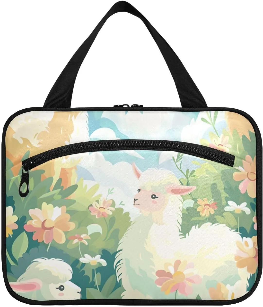 MUKJHOI Hanging Travel Toiletry Bag  4 Zippered Compartments, Transparent Organizer, Compact & Water-Resistant for Gym, Camping, Hotel  Alpaca (10)
