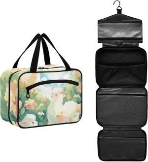 MUKJHOI Hanging Travel Toiletry Bag  4 Zippered Compartments, Transparent Organizer, Compact & Water-Resistant for Gym, Camping, Hotel  Alpaca (10)