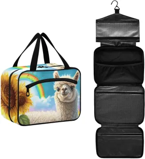 MUKJHOI Hanging Travel Toiletry Bag  4 Zippered Compartments, Transparent Organizer, Compact & Water-Resistant for Gym, Camping, Hotel  Alpaca (12)