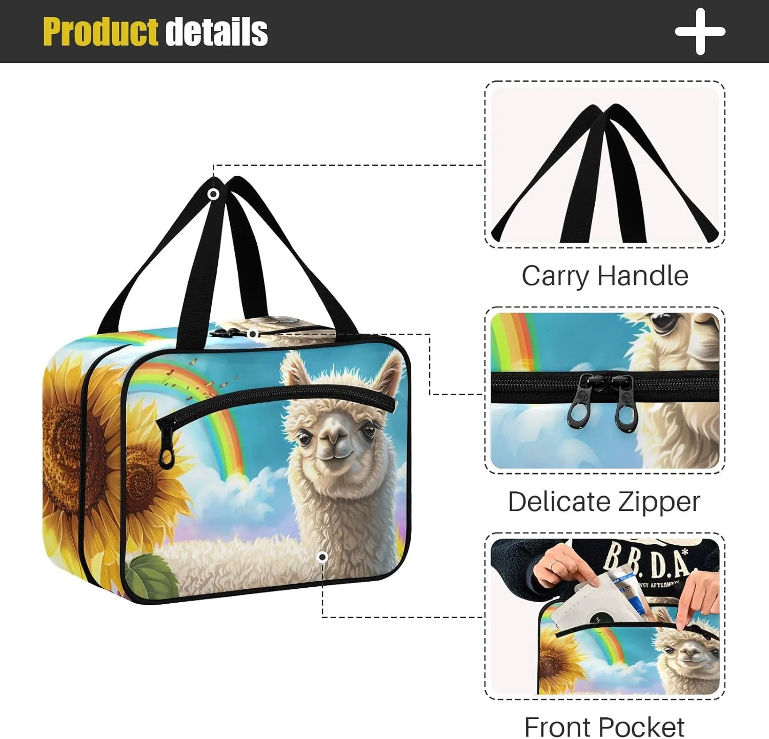 MUKJHOI Hanging Travel Toiletry Bag  4 Zippered Compartments, Transparent Organizer, Compact & Water-Resistant for Gym, Camping, Hotel  Alpaca (12)