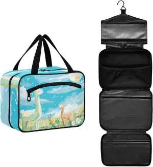 MUKJHOI Hanging Travel Toiletry Bag  4 Zippered Compartments, Transparent Organizer, Compact & Water-Resistant for Gym, Camping, Hotel  Alpaca (1)