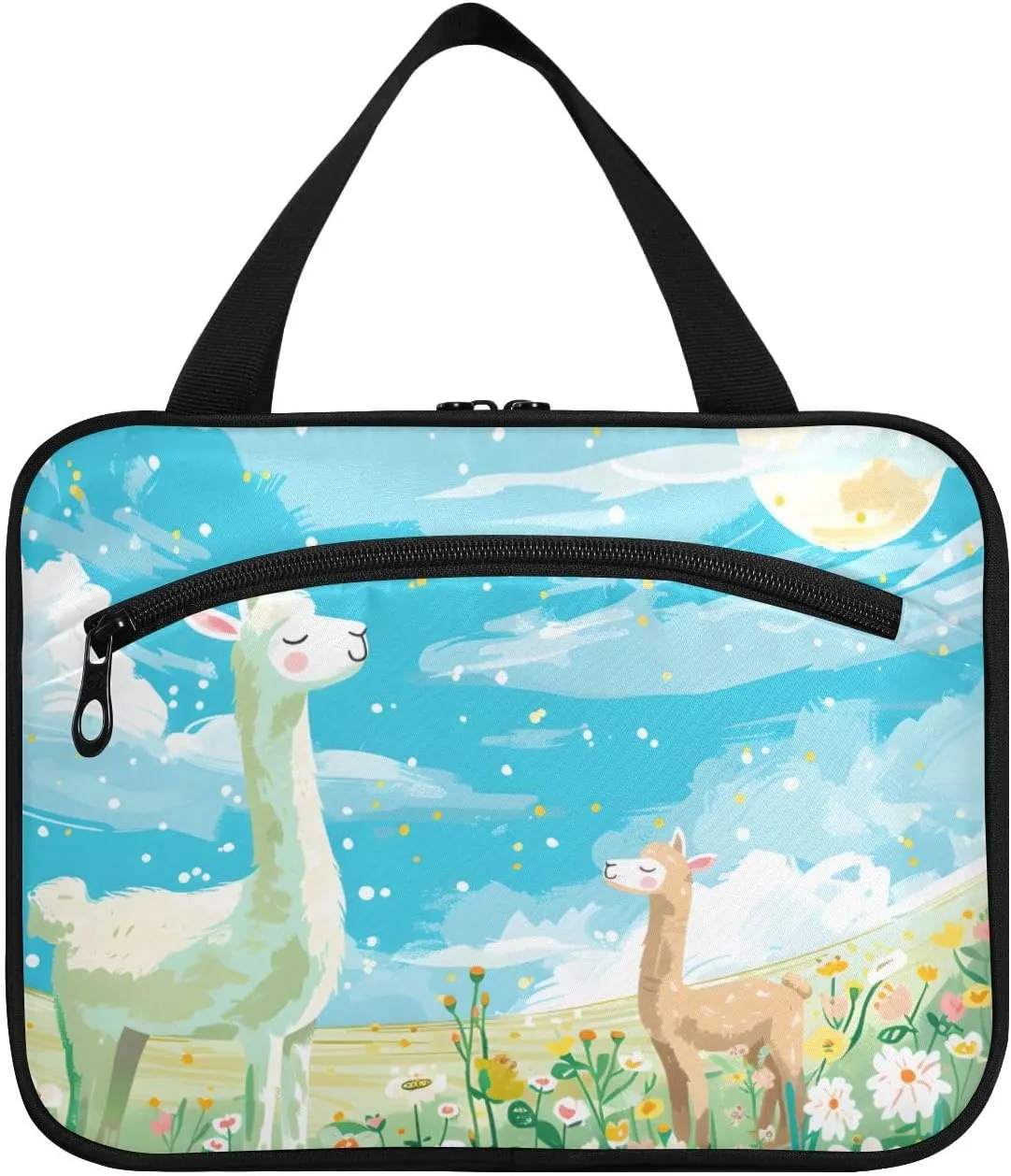MUKJHOI Hanging Travel Toiletry Bag  4 Zippered Compartments, Transparent Organizer, Compact & Water-Resistant for Gym, Camping, Hotel  Alpaca (1)