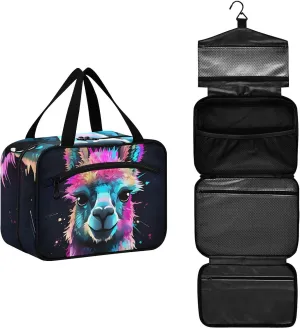 MUKJHOI Hanging Travel Toiletry Bag  4 Zippered Compartments, Transparent Organizer, Compact & Water-Resistant for Gym, Camping, Hotel  Alpaca (5)