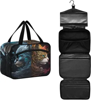 MUKJHOI Hanging Travel Toiletry Bag  4 Zippered Compartments, Transparent Organizer, Compact & Water-Resistant for Gym, Camping, Hotel  Cat (48)