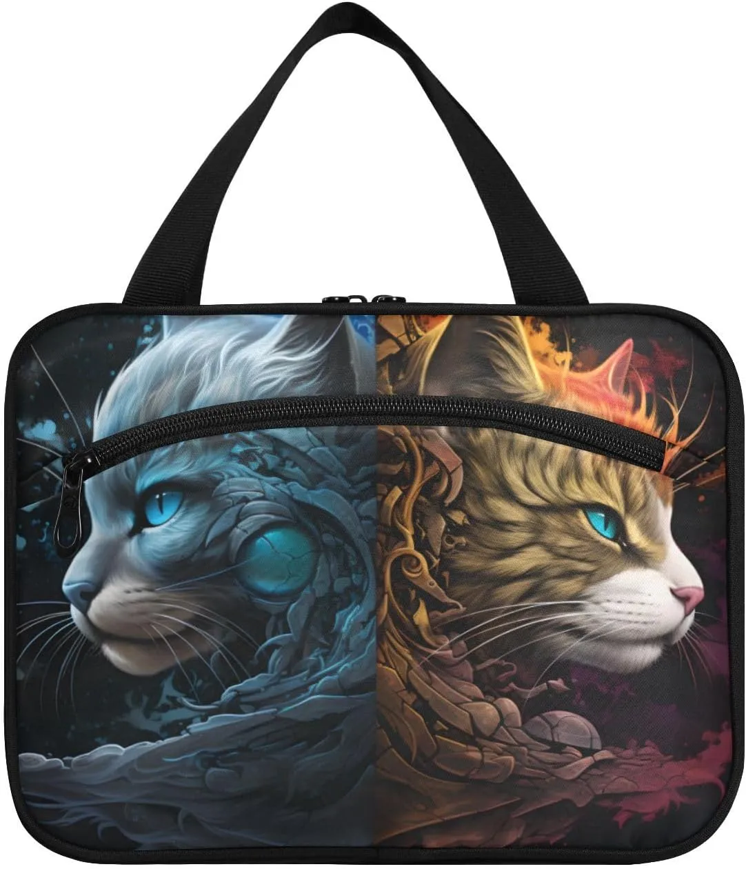 MUKJHOI Hanging Travel Toiletry Bag  4 Zippered Compartments, Transparent Organizer, Compact & Water-Resistant for Gym, Camping, Hotel  Cat (48)