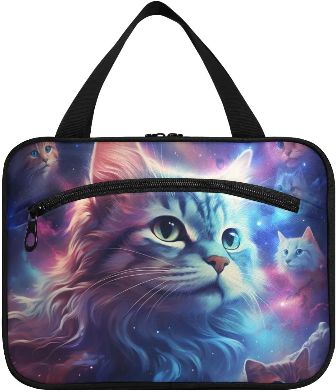 MUKJHOI Hanging Travel Toiletry Bag  4 Zippered Compartments, Transparent Organizer, Compact & Water-Resistant for Gym, Camping, Hotel  Cat (8)