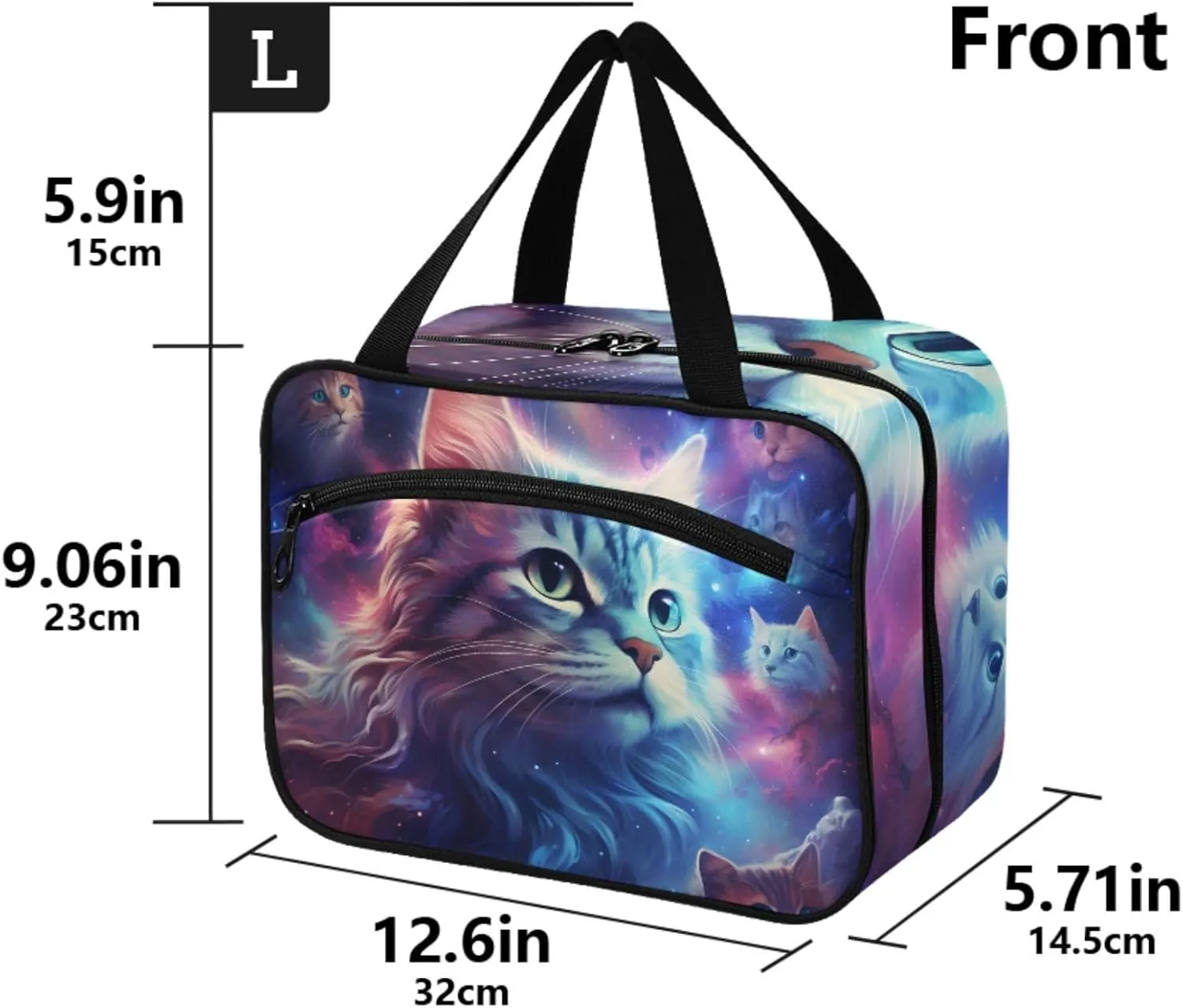 MUKJHOI Hanging Travel Toiletry Bag  4 Zippered Compartments, Transparent Organizer, Compact & Water-Resistant for Gym, Camping, Hotel  Cat (8)