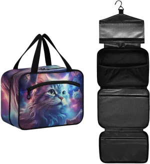 MUKJHOI Hanging Travel Toiletry Bag  4 Zippered Compartments, Transparent Organizer, Compact & Water-Resistant for Gym, Camping, Hotel  Cat (8)