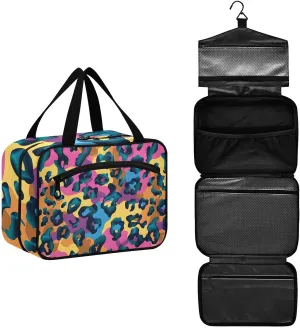 MUKJHOI Hanging Travel Toiletry Bag  4 Zippered Compartments, Transparent Organizer, Compact & Water-Resistant for Gym, Camping, Hotel  Cheetah (11)