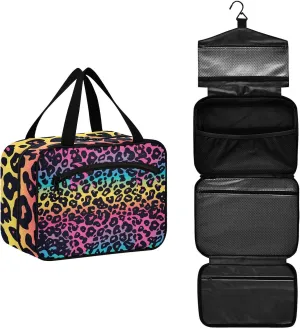 MUKJHOI Hanging Travel Toiletry Bag  4 Zippered Compartments, Transparent Organizer, Compact & Water-Resistant for Gym, Camping, Hotel  Cheetah (21)