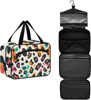 MUKJHOI Hanging Travel Toiletry Bag  4 Zippered Compartments, Transparent Organizer, Compact & Water-Resistant for Gym, Camping, Hotel  Cheetah (4)