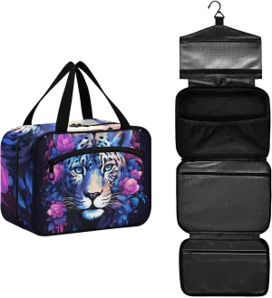 MUKJHOI Hanging Travel Toiletry Bag  4 Zippered Compartments, Transparent Organizer, Compact & Water-Resistant for Gym, Camping, Hotel  Rose Cheetah (1)