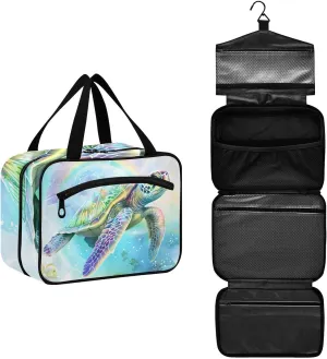 MUKJHOI Hanging Travel Toiletry Bag  4 Zippered Compartments, Transparent Organizer, Compact & Water-Resistant for Gym, Camping, Hotel  Sea Turtle (12)