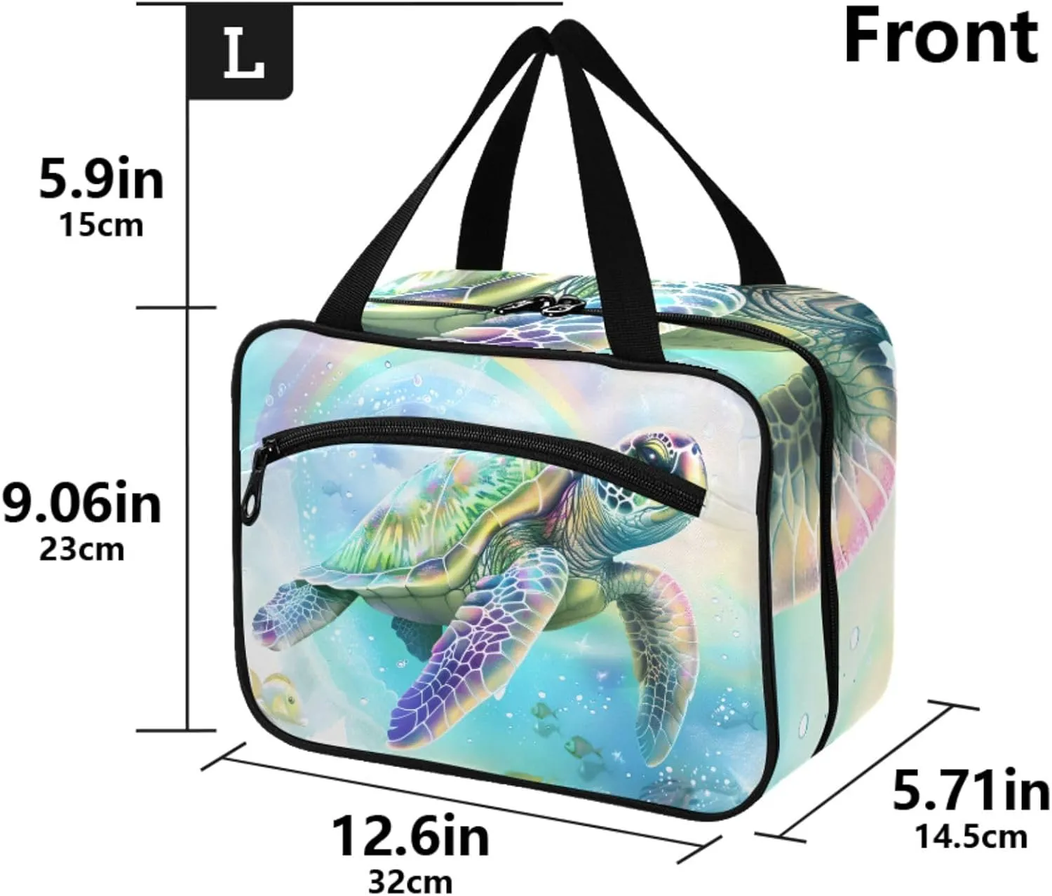 MUKJHOI Hanging Travel Toiletry Bag  4 Zippered Compartments, Transparent Organizer, Compact & Water-Resistant for Gym, Camping, Hotel  Sea Turtle (12)