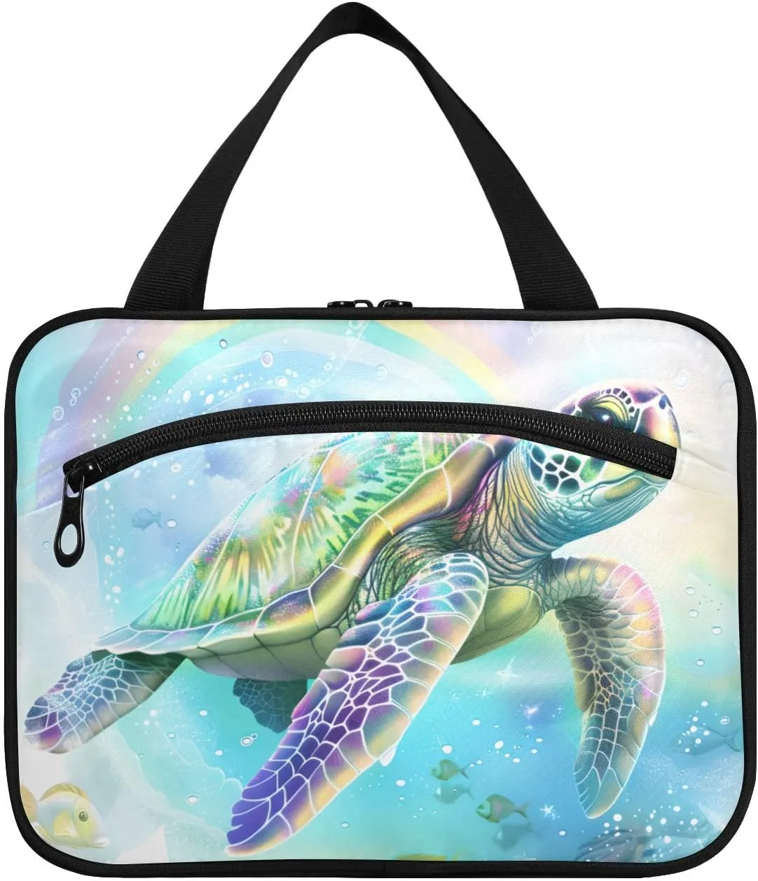 MUKJHOI Hanging Travel Toiletry Bag  4 Zippered Compartments, Transparent Organizer, Compact & Water-Resistant for Gym, Camping, Hotel  Sea Turtle (12)