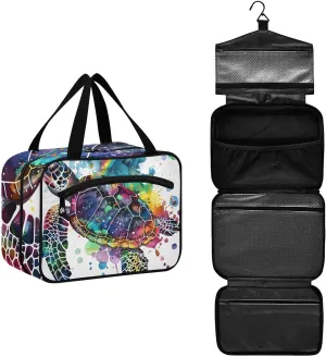 MUKJHOI Hanging Travel Toiletry Bag  4 Zippered Compartments, Transparent Organizer, Compact & Water-Resistant for Gym, Camping, Hotel  Sea Turtle (9)