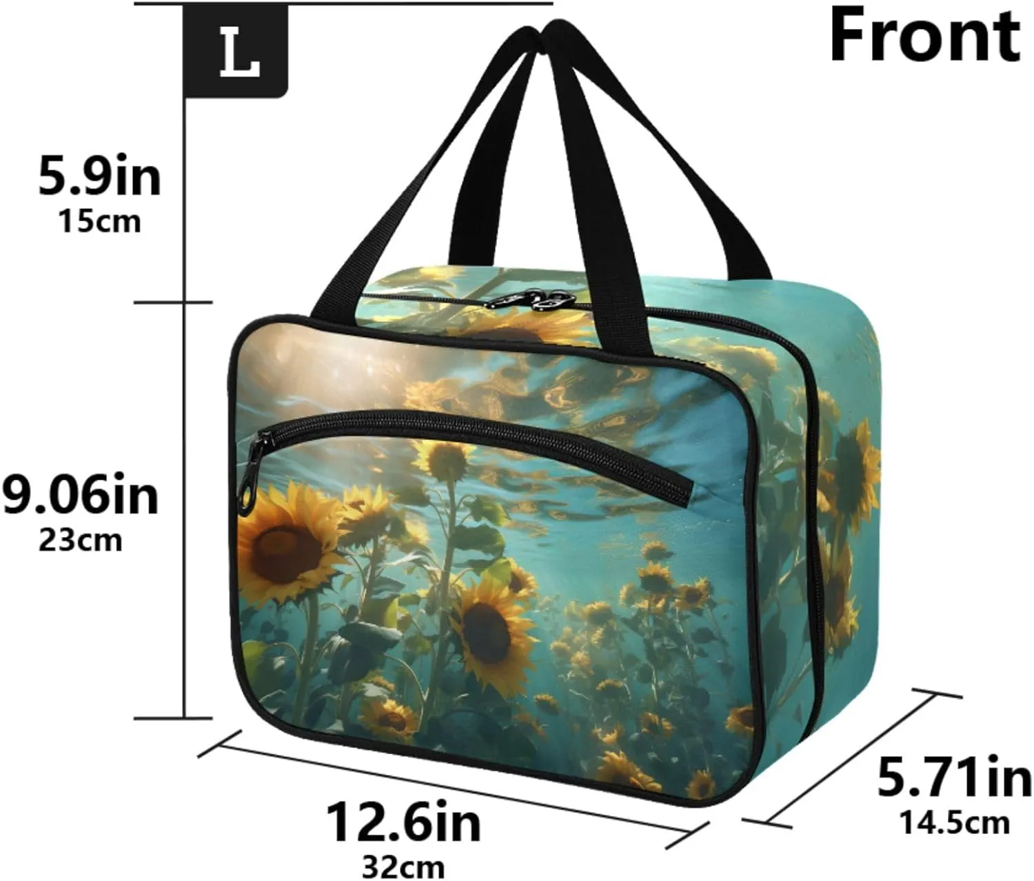 MUKJHOI Hanging Travel Toiletry Bag  4 Zippered Compartments, Transparent Organizer, Compact & Water-Resistant for Gym, Camping, Hotel  Sunflower Underwater