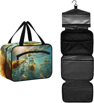 MUKJHOI Hanging Travel Toiletry Bag  4 Zippered Compartments, Transparent Organizer, Compact & Water-Resistant for Gym, Camping, Hotel  Sunflower Underwater