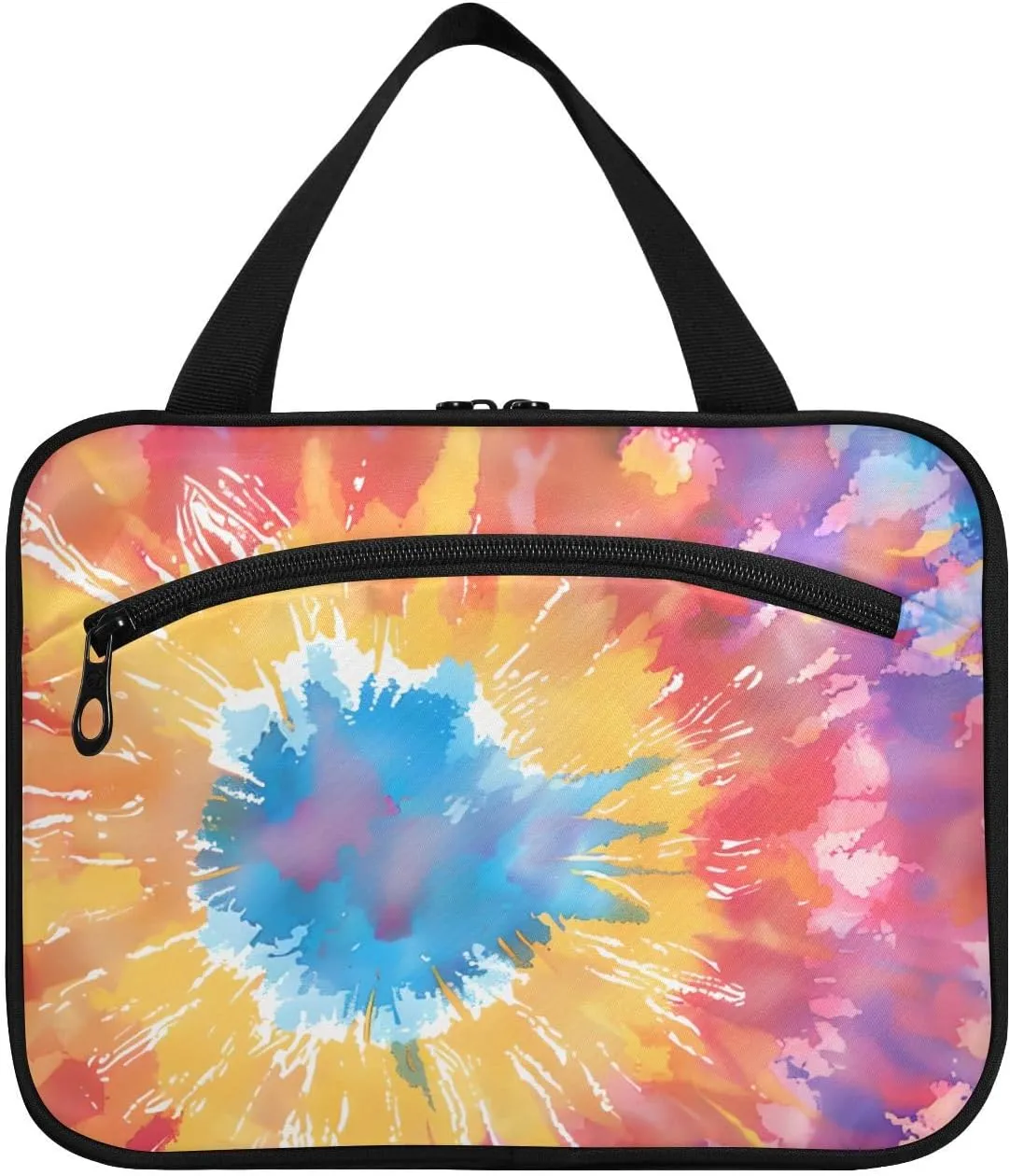 MUKJHOI Hanging Travel Toiletry Bag  4 Zippered Compartments, Transparent Organizer, Compact & Water-Resistant for Gym, Camping, Hotel  Tie Dye (10)