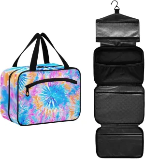 MUKJHOI Hanging Travel Toiletry Bag  4 Zippered Compartments, Transparent Organizer, Compact & Water-Resistant for Gym, Camping, Hotel  Tie Dye (1)