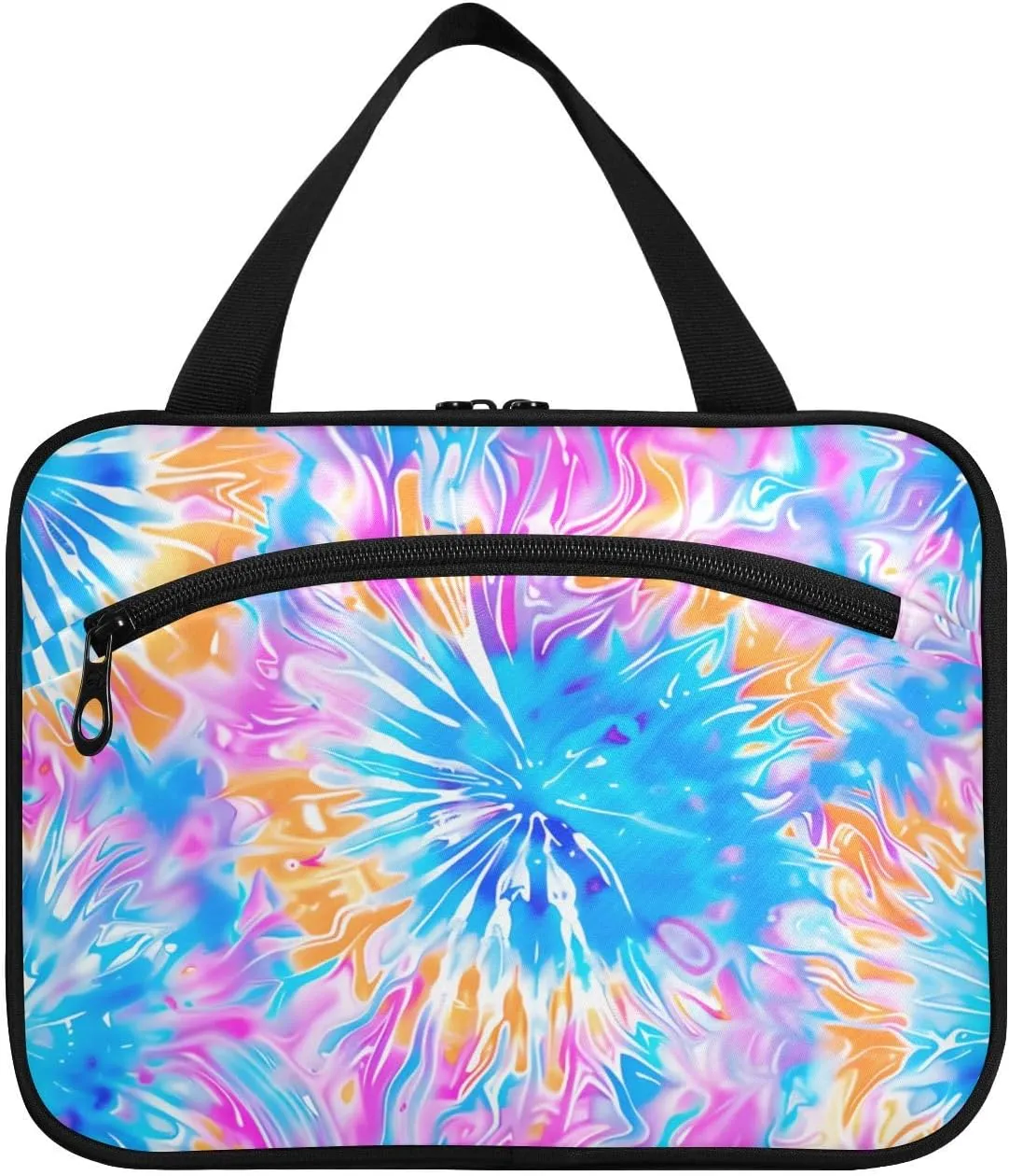 MUKJHOI Hanging Travel Toiletry Bag  4 Zippered Compartments, Transparent Organizer, Compact & Water-Resistant for Gym, Camping, Hotel  Tie Dye (1)