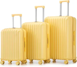 Multi-functional Spinner Wheel Luggage for Stress-Free Travel, With USB Port and Cup Holder, Yellow, 20/24/28 in