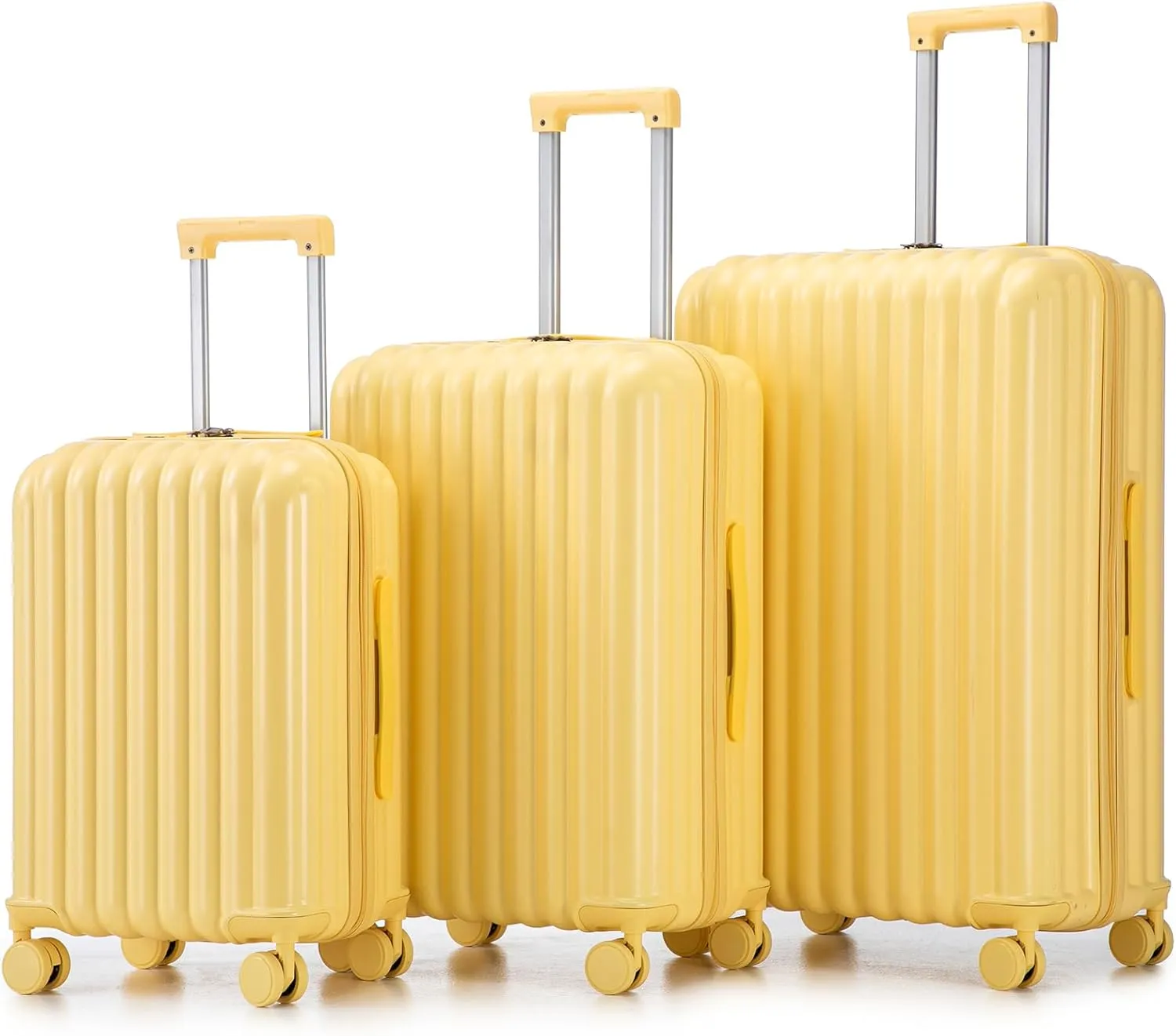 Multi-functional Spinner Wheel Luggage for Stress-Free Travel, With USB Port and Cup Holder, Yellow, 20/24/28 in