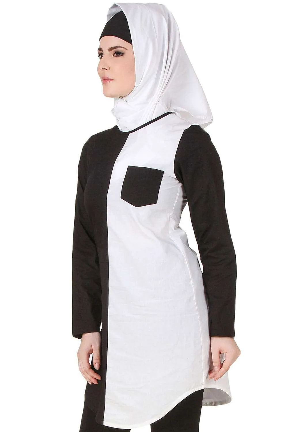 Nuzhah Black & White Cotton Tunic