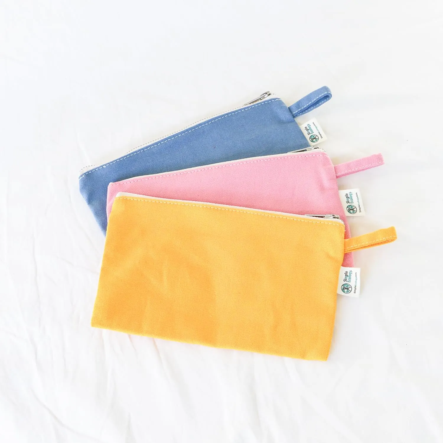 Organic Cotton Canvas Zipper Toiletry, Cosmetic, Travel, Pencil Pouch - Yellow