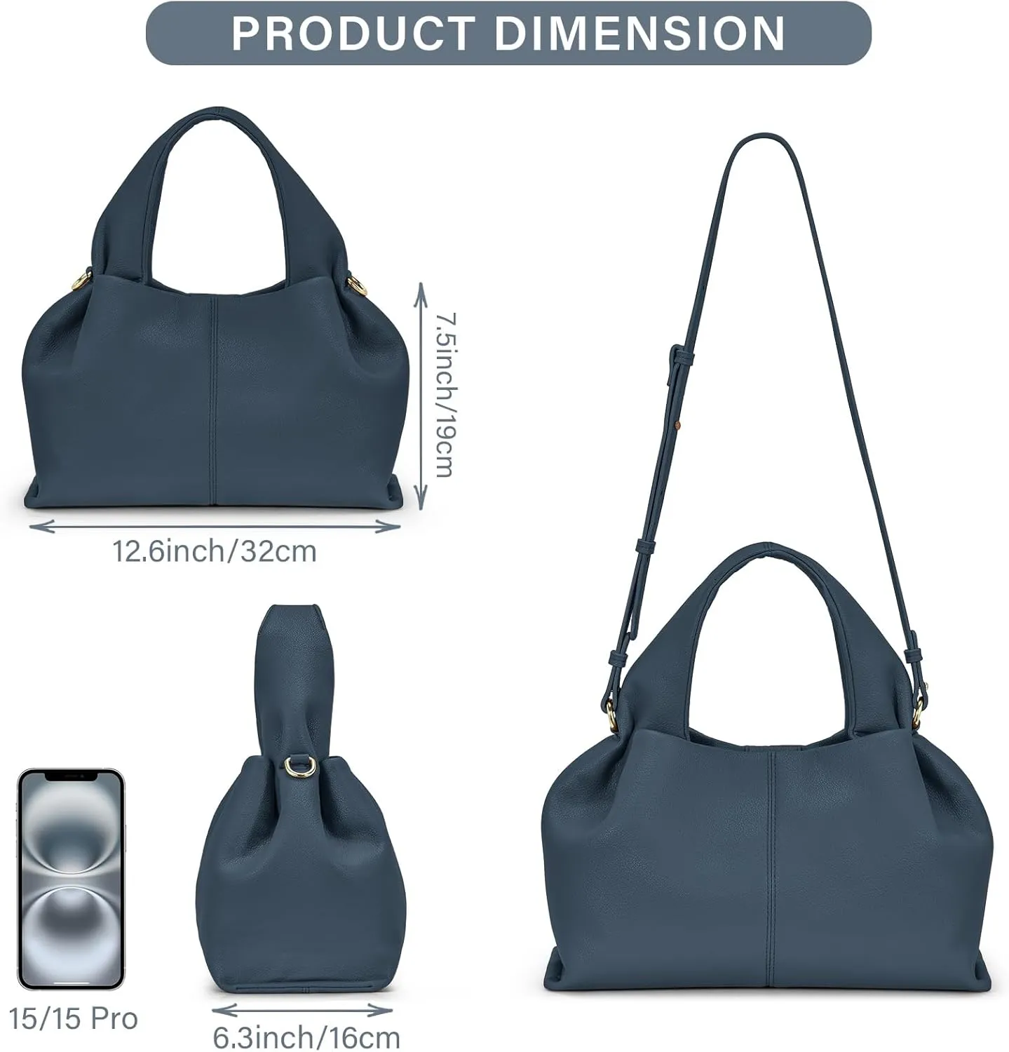 oscaurt Purses and Handbags for Women Trendy Dumpling Cloud Bag Chic PU Leather Tote Shoulder Bag with Removable Strap