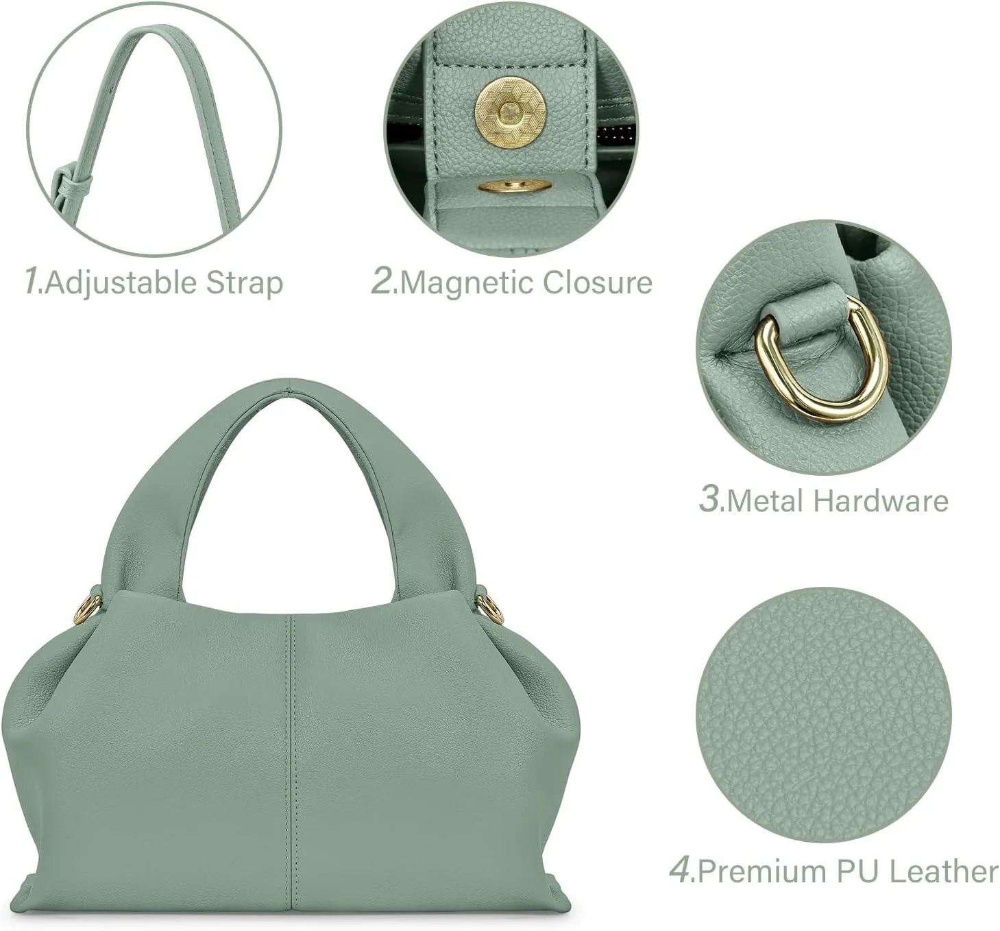oscaurt Purses and Handbags for Women Trendy Dumpling Cloud Bag Chic PU Leather Tote Shoulder Bag with Removable Strap