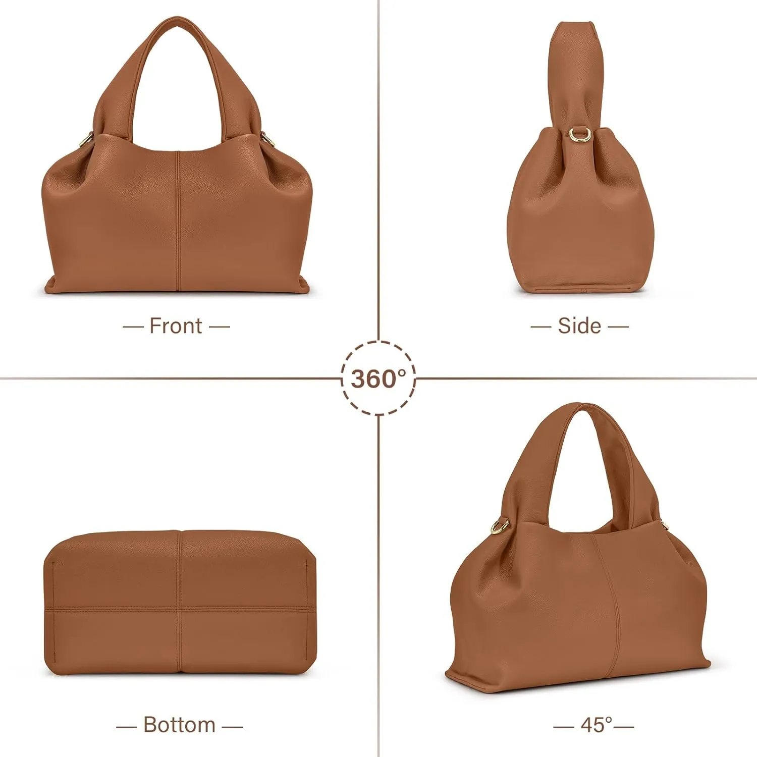 oscaurt Purses and Handbags for Women Trendy Dumpling Cloud Bag Chic PU Leather Tote Shoulder Bag with Removable Strap