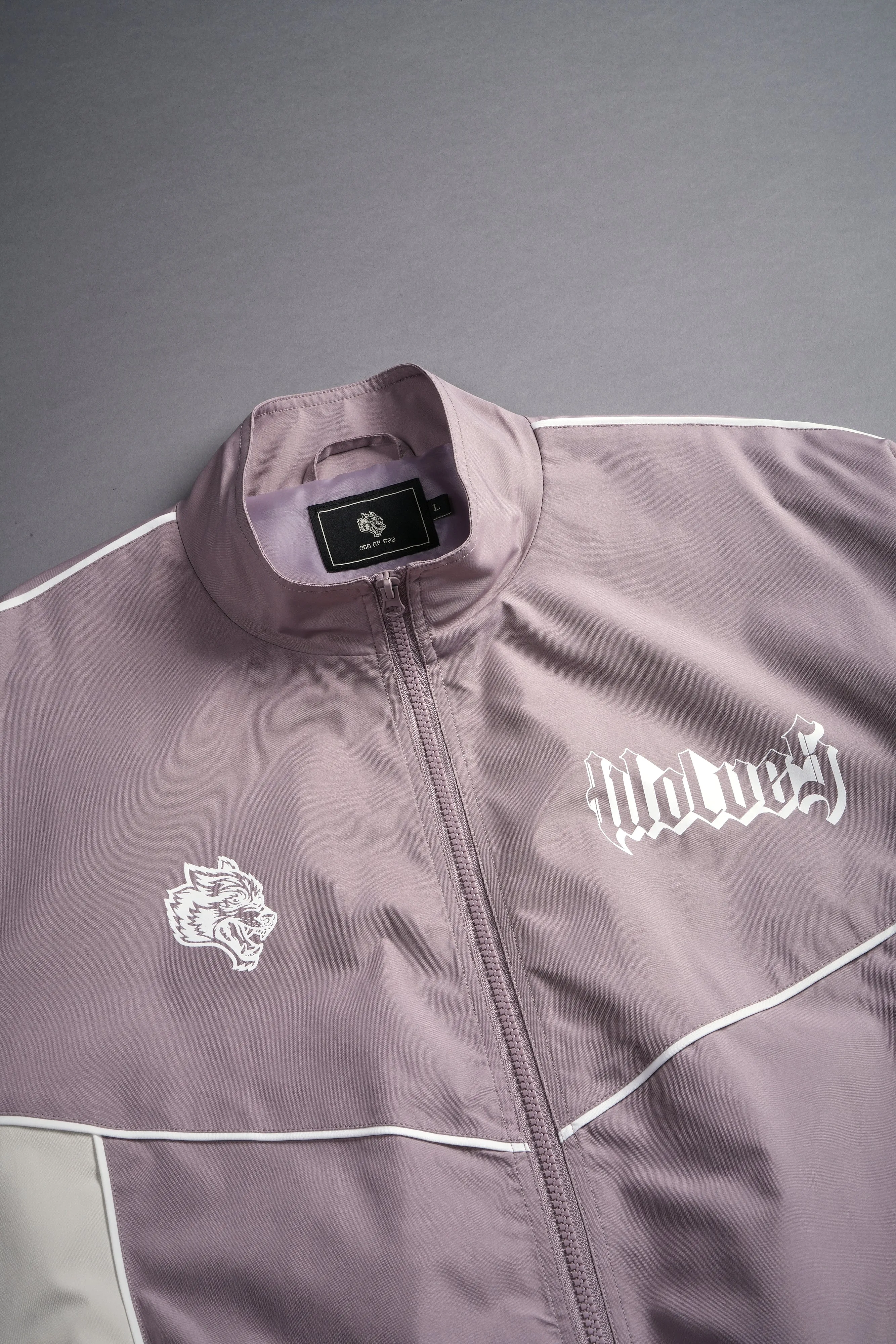 Our Passion Quinn Unisex Track Jacket in Light Mauve/Sand