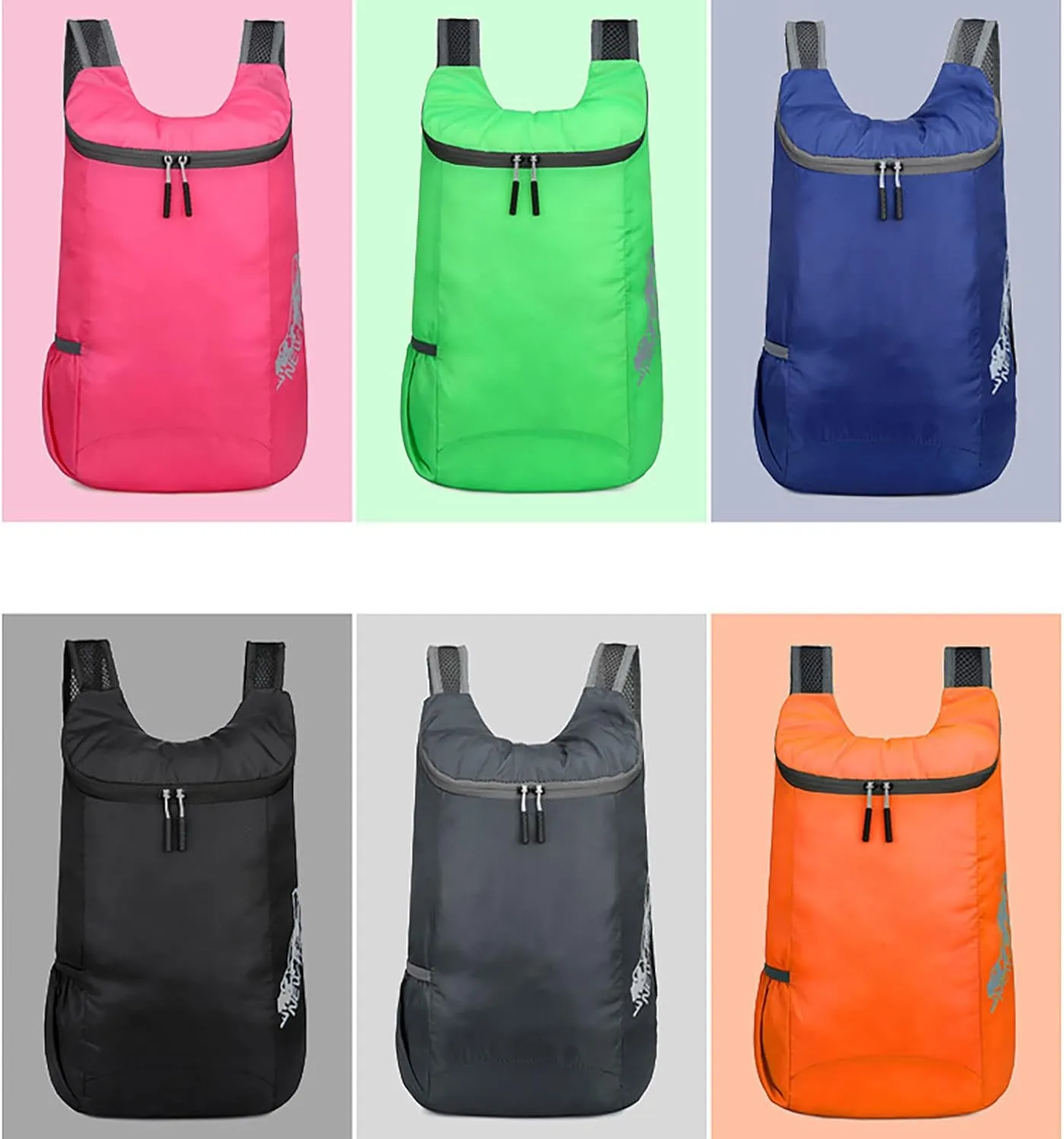 Outdoor Packable Backpack Lightweight Folding Rucking Backpacks Storage Travel Bag for Men Women Sports Daypacks(Grey)