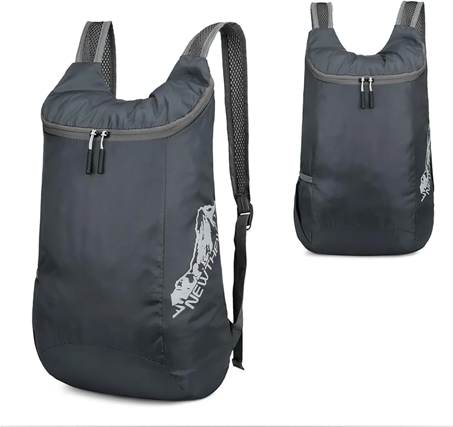 Outdoor Packable Backpack Lightweight Folding Rucking Backpacks Storage Travel Bag for Men Women Sports Daypacks(Grey)
