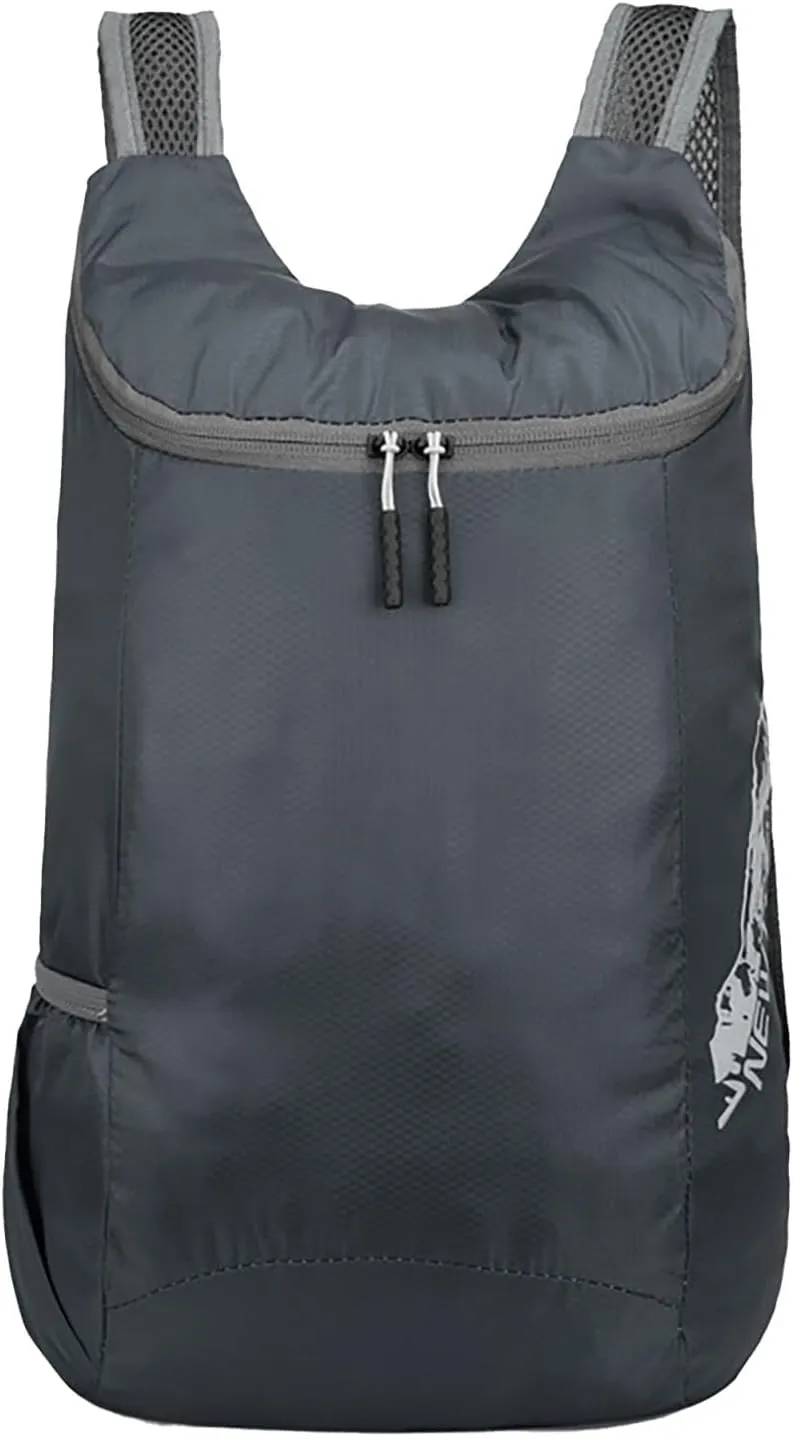 Outdoor Packable Backpack Lightweight Folding Rucking Backpacks Storage Travel Bag for Men Women Sports Daypacks(Grey)