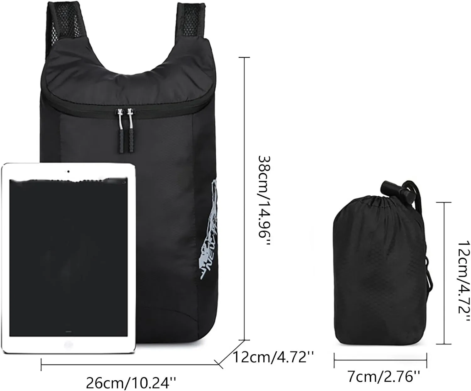 Outdoor Packable Backpack Lightweight Folding Rucking Backpacks Storage Travel Bag for Men Women Sports Daypacks(Grey)