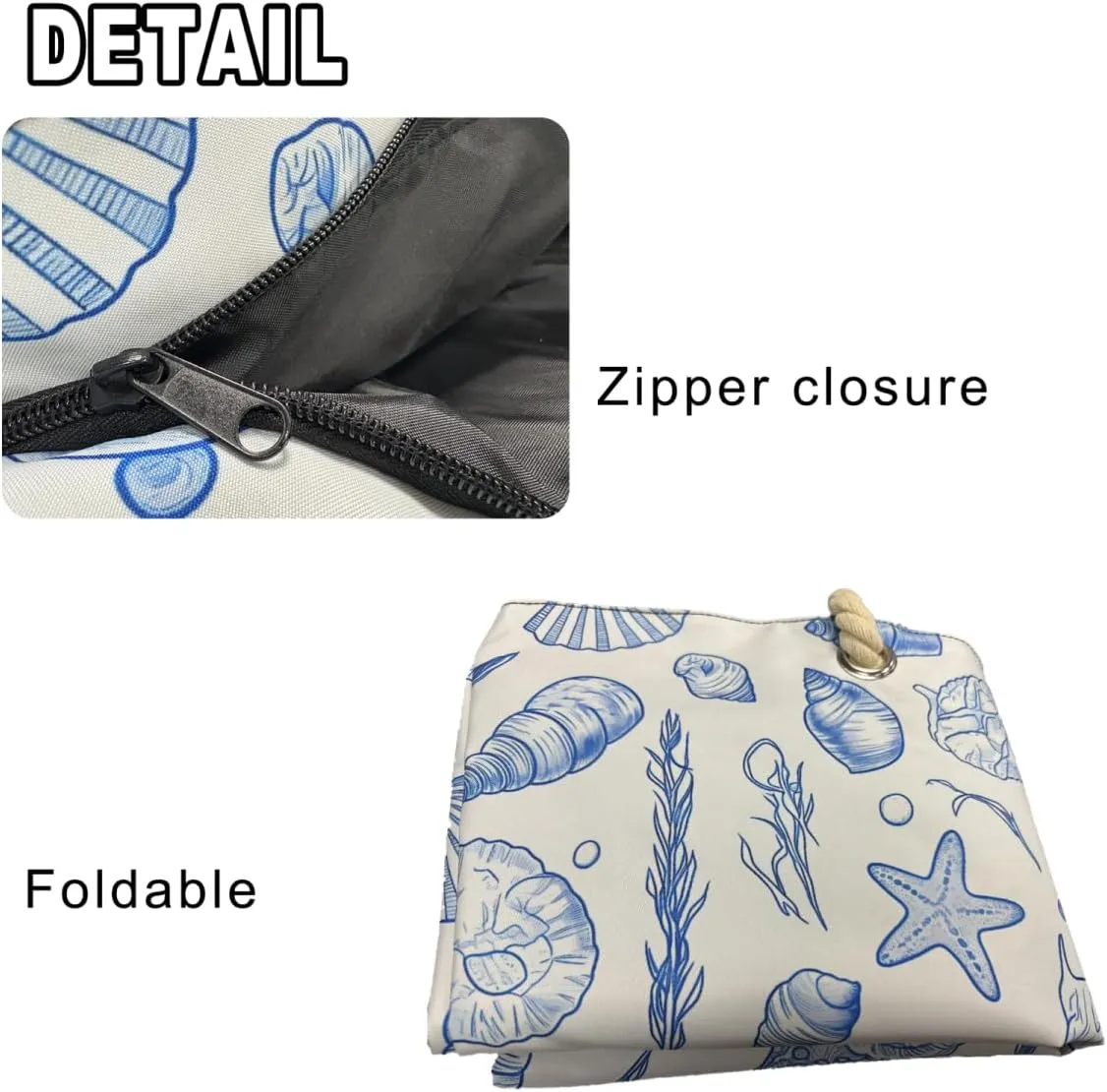 Packable Beach Tote Bags for Women, Travel Hobo Purse Large Pool Bag Zipper Shoulder Totes for Grocery