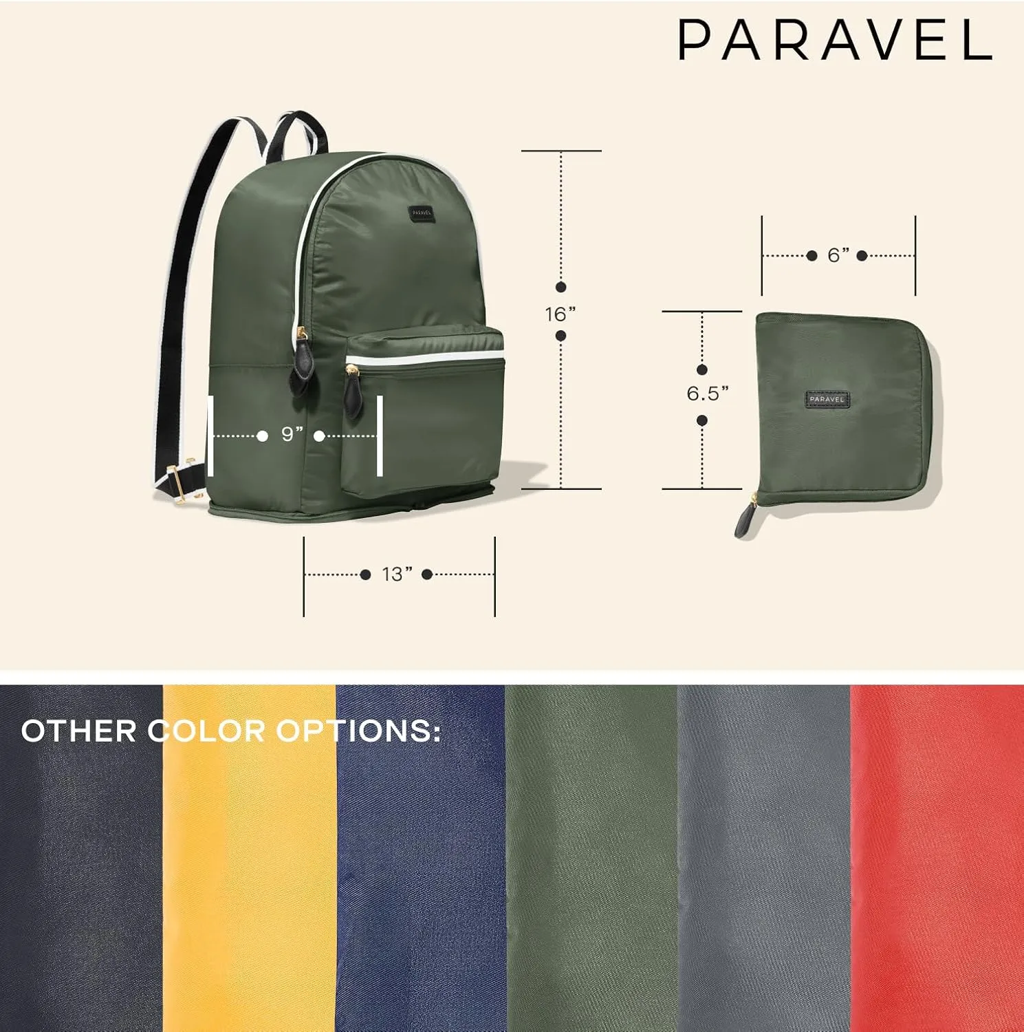 Paravel Fold Up Travel Backpack | Packable and Lightweight Foldable Travel Bag | Carry On Nylon Backpack with Trolley Sleeve, Bebop Red